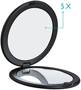 AlierKin Compact Makeup Mirror Pocket Portable Make-up Double Sided Folding Handheld Mirrors Magnifies 5X on One Side and 1X on the Other Perfect for Travel Purses Home Use