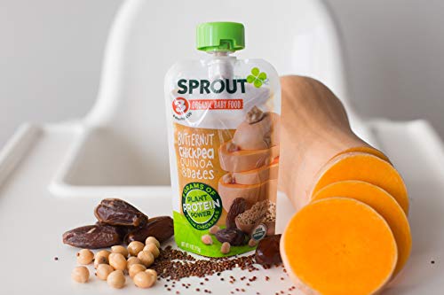 SPROUT ORGANICS BABY FOOD, BUTTERNUT, CHICKPEA, QUINOA & DATE, PLANT POWERED PROTEIN, 4 OZ PUREES (PACK OF 6)