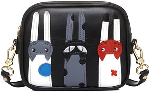 Katoony Girls PU Leather Cute Cartoon Cat Handbag Mini Crossbody Shoulder Bag Mobile Phone Bag Purse Black