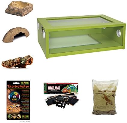 The Pet Express Medium Royal Python/Ball Python Starter Kit Monkfield Vivarium Green (24 Inch)