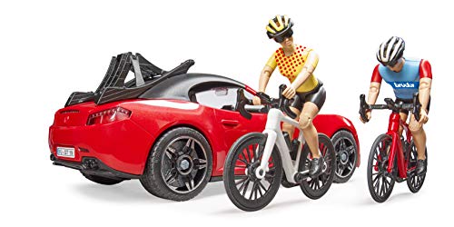 bruder 03485 - Roadster mit Rennrad, Radfahrerin mit Helm - 1:16 Rennauto Sportwagen Cabrio Fahrradfahrer Sportler Spielzeug-Figur bworld – Bild 8