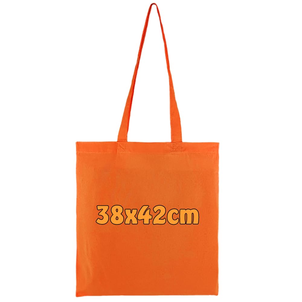 Cottonbagjoe Cotton Bags | 38 x 42 cm | Blank | with Two Long Handles | Paintable | Öktex 100 Certified | Jute Bag | Fabric Bags, orange, 38x42 cm