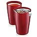 Tea Forté KATI Cup Ceramic Tea Brewing Cup with Infuser Basket and Lid for Steeping, Loose Leaf Tea Maker, Cranberry Red