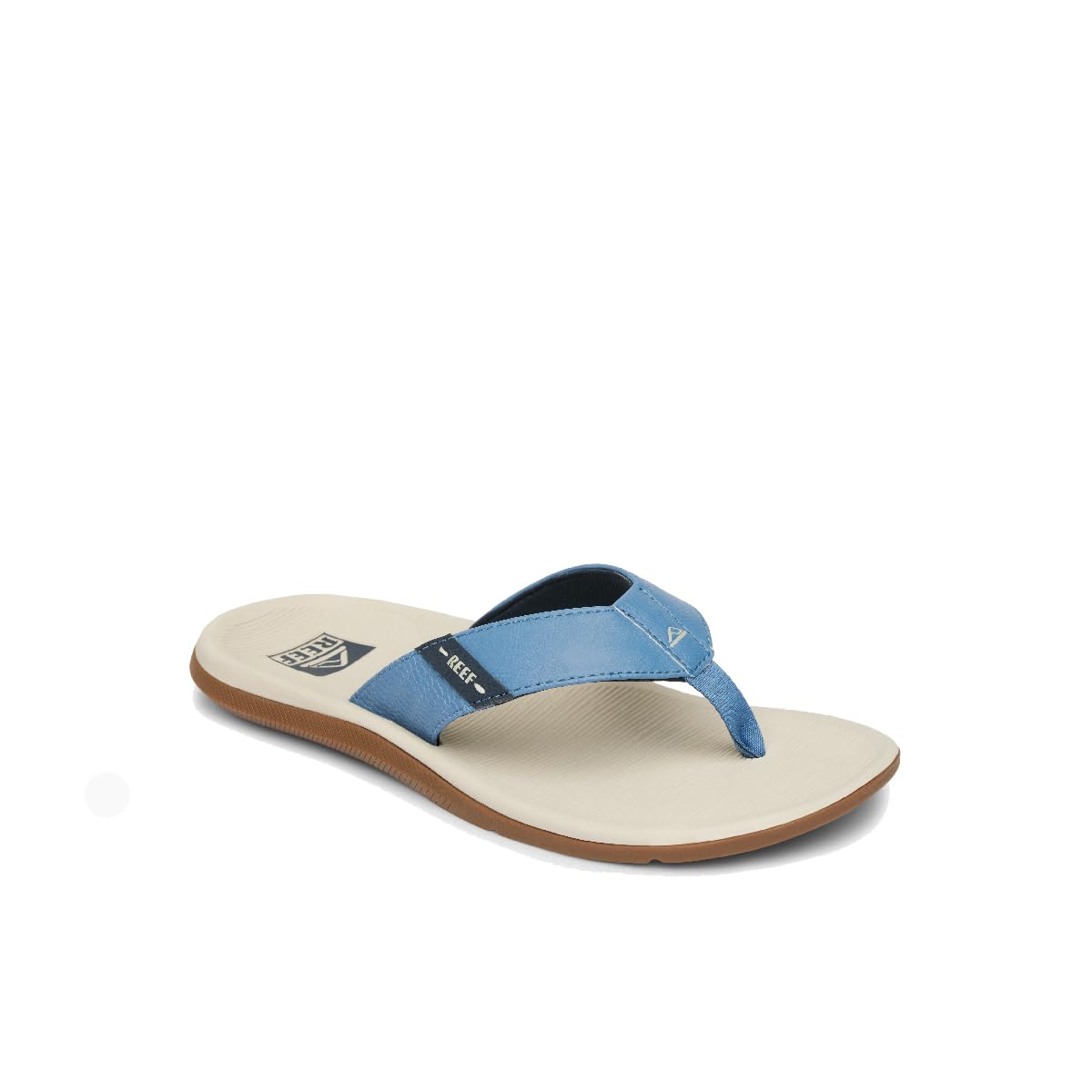 REEF Santa Ana Mens Flip Flop, Arch Support, Water Friendly, Non Marking Outsole, Oat/Blue/Gum, 11 Image