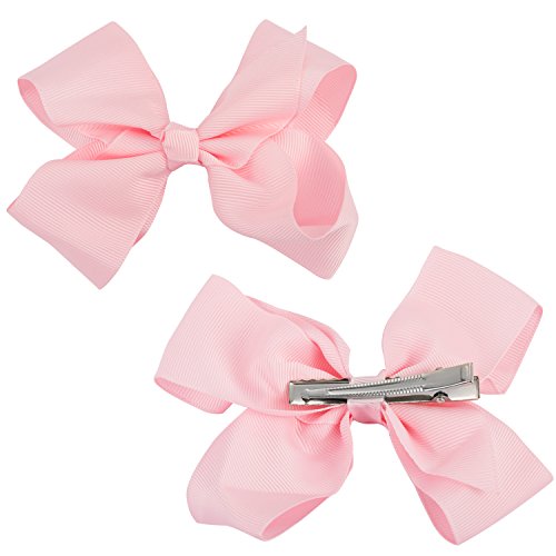 30 Pcs Baby Girl 4.5'' Ribbon Boutique Hair Bows Clips with 15 Colors in Pairs