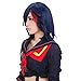 Angelaicos Women's Red Highlights Halloween Cosplay Costume Bob Wig Short Blue