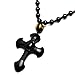 SCOO Hand Carved Natural Genuine Obsidian Cross Amulet Pendant Necklace