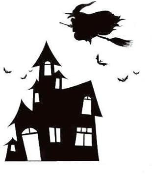 Amazon ハロウィンの 装飾に 空飛ぶ魔女 お城 雰囲気たっぷりな ウォールステッカー ウォールステッカー 通販