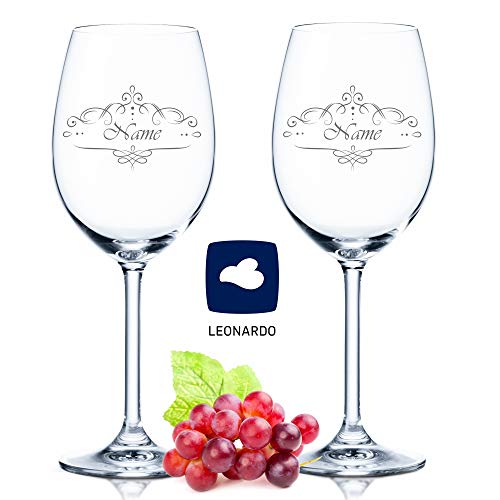2x Leonardo Weingläser Vintage Weinranke graviert mit Namen & Motiv - Geschenk für Paare - Geschenk für Geburtstag…
