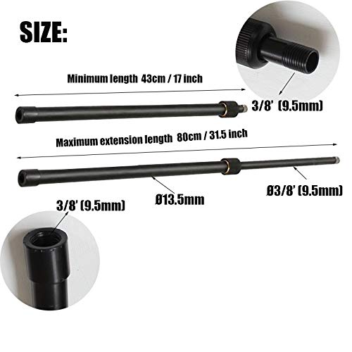 WOERFU 2-PACK Lighting Accessories Mounting Extension Stems Height Adjustable Telescopic Lamp Rod (400mm)