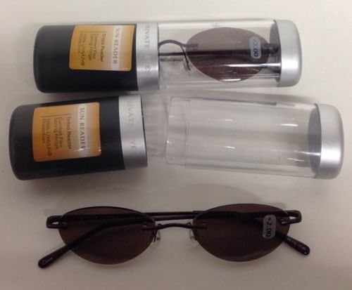 2 PAIRS PRIVATE EYES COMFORT FLEX SUN READER GLASSES W CASE 2.00 STRENGTH PE130
