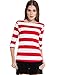Camii Mia 3/4 Sleeve Shirts for Women, Striped Tee Shirts Cotton Stretchy Lightweight Slim Fit (X-Large, Red)