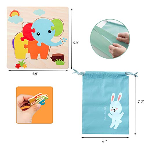 HighFun Wooden Jigsaw Puzzles for Kids Ages 2 3 4 5 Years Old,Wooden Animals & Vehicle Puzzles Set for Toddlers,Preschool Education Learning Puzzles Toys for Boys and Girls