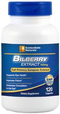 European Bilberry Extract 100mg, 120 vegetable capsules
