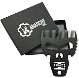 Anarchy Inc. - Limited Edition Skull Titanium Alloy Beard & Hair Comb | Anti-Static Tactical 6-in-1 Multitool | Onyx Black
