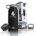 Liquid Savvy 32 oz Insulated Water Bottle with 3 lids - Stainless Steel, Wide Mouth Double Walled Vacuum Insulated Bottle for Hot and Cold Beverages (Black).