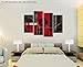 Wieco Art Large 4 Piece Red and Black with Circles Modern Abstract Artwork Giclee Canvas Prints Black and Red Pictures Paintings on Canvas Wall Art for Living Room Bedroom Home Decorations