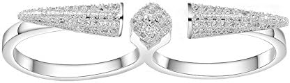 KIVN Fashion Jewelry Pave CZ Cubic Zirconia Two Double Finger Rings for Women