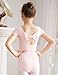 MdnMd Girls' Cap Sleeve Lace Neck Leotard with Bow Back Detail
