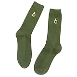 Floralby Women Girl Cartoon Fruit Embroidery Socks Warm Soft Elastic High Knitting Socks (Green)