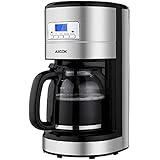 Coffee Maker Aicok Filter Coffee Machine, 12 Cup Programmable Coffee Makers, 1.5 Liters Timer Coffee Machine, Anti-Drip System and Permanent Reusable Filter, Black and Silver
