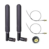 DANUC 2 x 6dBi 2.4GHz 5GHz Dual Band WiFi RP-SMA Antenna + 2 x 20cm U.fl/IPEX Cable for Wireless Routers Mini PCIe Cards Network Extension Bulkhead Pigtail PCI WiFi WAN Repeater (8dBi Antenna - 2Pcs)