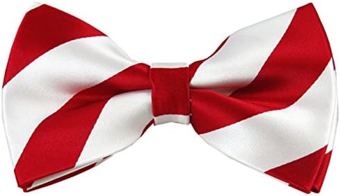 Vincent Apparel Collegiate Stripe Pre-Tied Bow Ties (Multiple Colors) (Red and White)