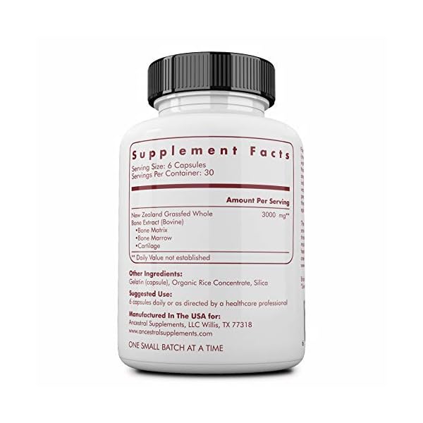 Ancestral Supplements Grass Fed Beef Bone and Marrow Supplement, 3000mg