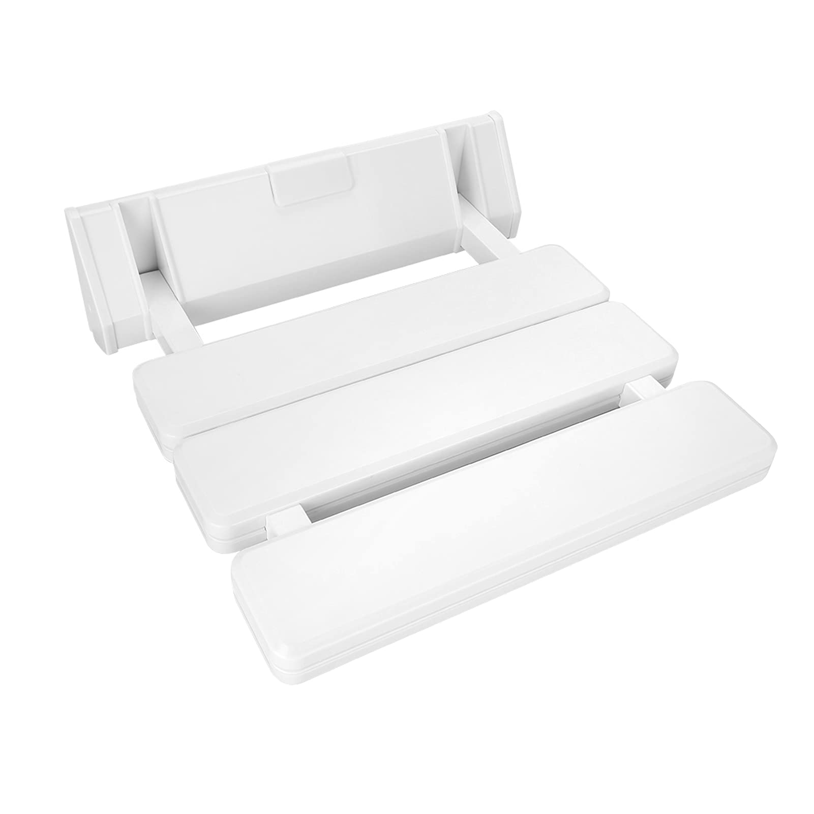 Wall Mounted Folding Shower Seat, White Non-Slip Bath Stool, Space-Saving Design for Disabled and Elderly, Maximum 130kg Capacity