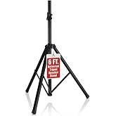 Pyle Universal Speaker Stand Mount Holder Heavy Duty Tripod w/ Adjustable Height from 40&rdquo; to 71&rdquo; and 35mm Compatible Insert Easy Mobility Safety Pin and Knob Tension Locking for Stability, Black