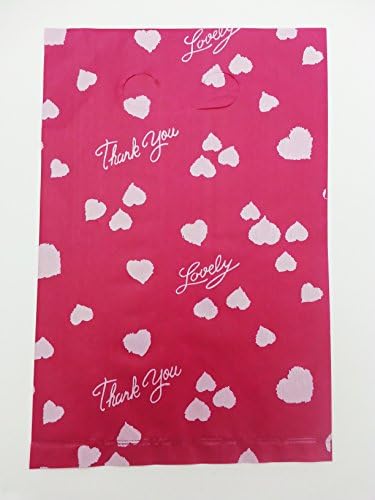 Lin NaDa Small 50 Pcs.Jewelry Plastic Bag Flat Bag 6"Wx9"H With Die Cut Handle (6x9-F17 Deep Pink)