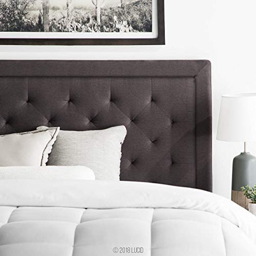 Lucid Bordered Upholstered Headboard With Diamond Tufting For King California King Size Bed Frame Charcoal On Galleon Philippines