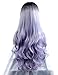 SEIKEA 30'' Long Wavy Wig Cosplay Costume Part Side for Women Black Root Natural Hair Night Party Makeup - Light Purple White Ombre