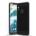 Motorola One Case 2018 w/Screen Protector,Motorola Moto One Phone Case,Moto P30 Play TPU Phone Case Skin,Carbon Fiber Brushed Soft Slim Anti-Scratch Anti-Slip Rubber Bumper Protective Case Cover,Black