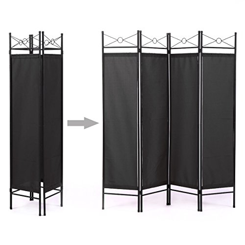 Thegreatshopman 4 Panel Room Divider Privacy Folding Screen Durable Movable Partition Black