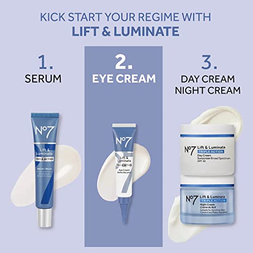 No7 Lift & Luminate Eye Cream Dark Circles & Puffiness Solution Shea Butter, Hyaluronic Acid