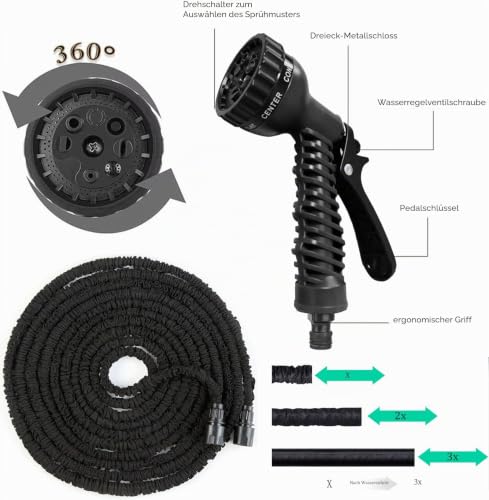 ACOLOMU Garden Hose 15M Expandable Garden Hose Flexible Expandable Water Hose for Home Lawn Car with 8 Functions Professional Water Hose
