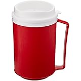 Sammons Preston Insulated Mug with Tumbler Lid, Durable Container for Hot and Cold Liquid Beverages, Tea, Smoothies, 12 oz Red Travel Coffee Cup with Lid for Elderly, Disabled, Handicapped, Weak Grip