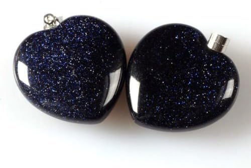 1pc Blue Goldstone - Hot! Quartz obsidian stone tiger eye jasper gemstone heart pendant bead 20mm