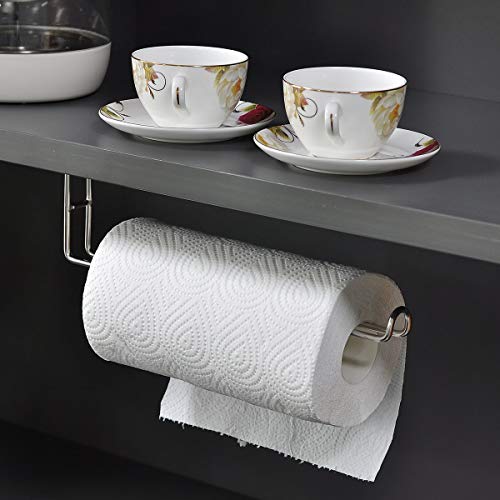 EROCY Paper Towel Holder with Adhesive Under Cabinet for Kitchen,Wall Mount & No Drilling - SUS 304 Stainless Steel