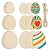30 Pieces Easter Egg Unfinished Wood Ornaments Wood Slices DIY Crafts Unfinished Wooden Easter Ornaments with Hemp Rope for Kids Easter Party Supplies Home Hanging Decoration