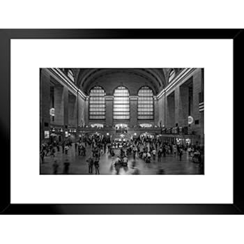 Poster Foundry Grand Central Station New York City NYC BW Photo Art Print Matted Framed Wall Art 26x20 inch