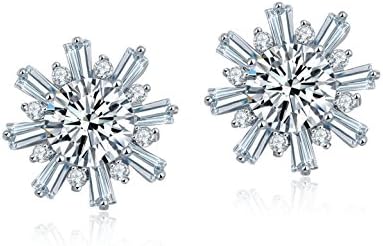 Sunflower Stud Earrings Daisy Cubic Zirconia Simulated Diamond Earring Studs Silver Christmas Gifts for Her Mom Birthday Gifts for Women Anniversary Gifts for Her Bracelets for Girls Fashion Jewelry