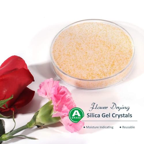wisedry Silica Gel for Drying Flowers 5 lbs (2.2 kg), Fine Crystals < 1 mm, Silica Gel Flowers Drying with Indicator, Reusable Silica Gel