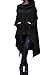 Womens Irregular Hem Double Slit Pullover Pockets Hoodie Sweatshirt Dress Black XL