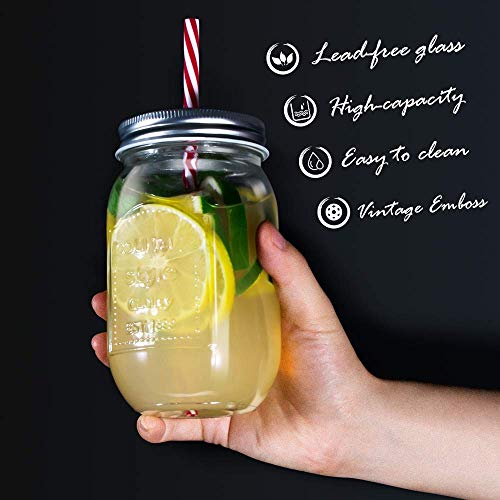 Masthome 6 Stück 500 ml Trinkgläser mit Deckel und Strohhalm Einmachglas mit Schraubverschluss Küche Mason-Glas ideal… – Bild 5