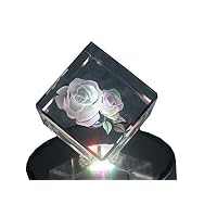 MINIKATA Executive Gift Shoppe | Personalized Cube Paperweight | Solid Crystal Glass | Beveled Edges | Great for Office, Desk & Home Decor | Flattened Corner for Unique Propped Position