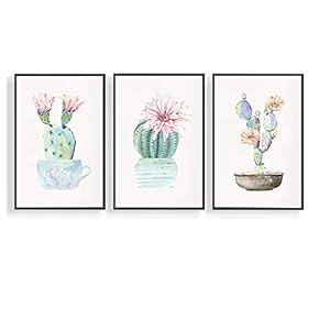 3 Piece Canvas Wall Art for Living Room, Bedroom Green Plants Framed Canvas Prints for Home Decoration Ready to Hang - 16"x24"x3 Panels