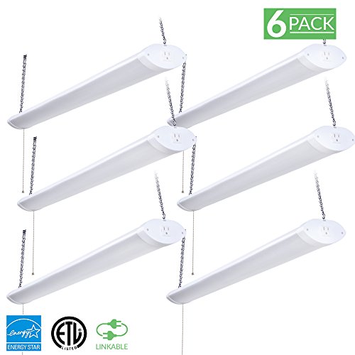 Sunco Lighting 6 Pack – Energy Star, ETL – 4ft 40W LED LINKABLE Wraparound Shop Light, 4000lm 260W Equivalent, LED Fixture, Ceiling Light, Garage, (5000K – Daylight)