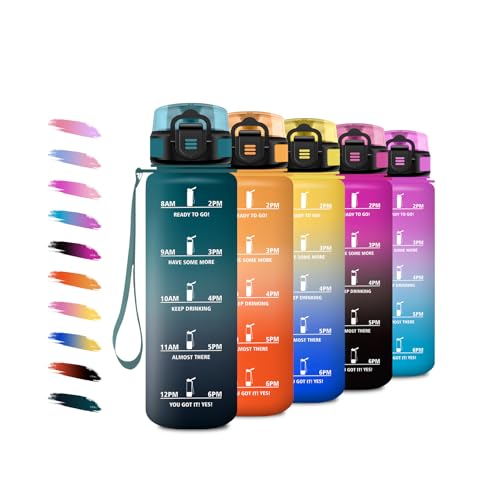 Botella Agua 500ml, Botella Agua con Filtro, Fácil de Abrir, Reutilizable, Cantimplora con Motivadora y Prueba de Fugas, Cantimplora para Adulto, Senderismo, Bicicleta, Gimnasio